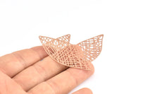 Gül Altın Küpe Tılsımı, 4 Gül Altın Kaplama Pirinç Dokulu Yaprak Küpe Tılsımı, 1 Delikli Kolye Ucu, Bulgular (55x23mm) E468