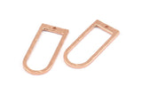 D Shape Rings, 3 Rose Gold Plated Brass Hammered D Shape Connectors With 1 Hole, Rings  (29x13x1.3mm) BS 1873 Q0601