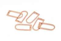 D Shape Rings, 3 Rose Gold Plated Brass Hammered D Shape Connectors With 1 Hole, Rings  (29x13x1.3mm) BS 1873 Q0601