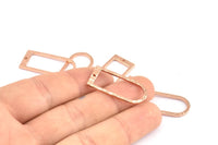 D Shape Rings, 3 Rose Gold Plated Brass Hammered D Shape Connectors With 1 Hole, Rings  (29x13x1.3mm) BS 1873 Q0601