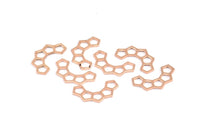 Gül Altın Petek Charm, 12 Gül Altın Kaplama Pirinç Yarı Petek Charm (17x9,5x5x0,8 mm) E049 Q0296