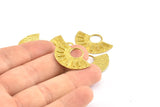 Semi Circle Pendant, 3 Raw Brass Semi Circle Pendants (28x19mm) A0741