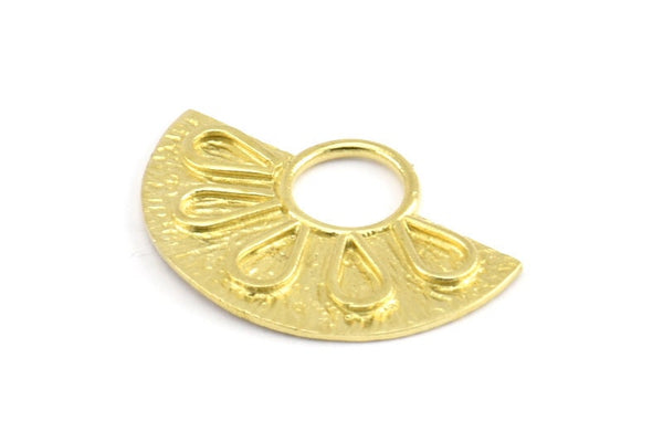 Semi Circle Pendant, 3 Raw Brass Semi Circle Pendants (28x19mm) A0212