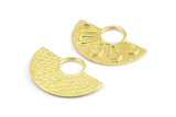 Semi Circle Pendant, 3 Raw Brass Semi Circle Pendants (28x19mm) A0212