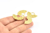 Semi Circle Pendant, 3 Raw Brass Semi Circle Pendants (28x19mm) A0212