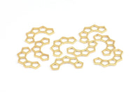 Altın Petek Charm, 12 Altın Kaplama Pirinç Yarı Petek Charm (17x9,5x5x0,8 mm) E049 Q0296