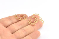 Altın Petek Charm, 12 Altın Kaplama Pirinç Yarı Petek Charm (17x9,5x5x0,8 mm) E049 Q0296
