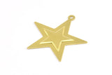 Brass Star Charm, 24 Raw Brass Star Charms with 1 Loop (29x30mm) D0062