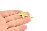 Brass Star Charm, 24 Raw Brass Star Charms with 1 Loop (29x30mm) D0062