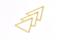 Gold Triangle Pendant, 2 Gold Plated Brass Geometric Pendants (46x21x1mm) E034 Q0597