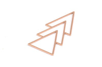 Gül Altın Üçgen Kolye, 2 Gül Altın Kaplamalı Pirinç Geometrik Kolye (46x21x1mm) E034 Q0597
