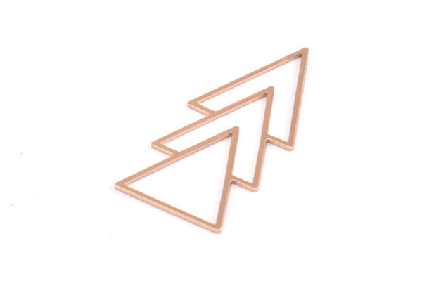 Gül Altın Üçgen Kolye, 2 Gül Altın Kaplamalı Pirinç Geometrik Kolye (46x21x1mm) E034 Q0597