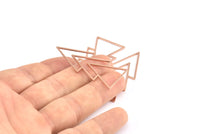 Gül Altın Üçgen Kolye, 2 Gül Altın Kaplamalı Pirinç Geometrik Kolye (46x21x1mm) E034 Q0597