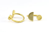Brass Ring Settings, 3 Raw Brass Moon And Planet Ring With 1 Stone Setting - Pad Size 6mm R053