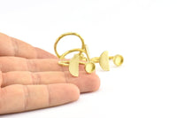 Brass Ring Settings, 10 Raw Brass Moon And Planet Ring With 1 Stone Setting - Pad Size 6mm R053