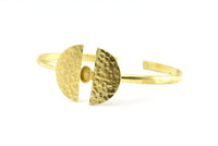 Brass Geometric Cuff, 1 Raw Brass Geometric Cuff Stone Setting With 1 Pad -  Pad Size 6x4mm R068