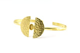Brass Geometric Cuff, 1 Raw Brass Geometric Cuff Stone Setting With 1 Pad -  Pad Size 6x4mm R068