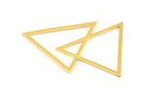 Triangle Gold Charm, 3 Gold Lacquer Plated Brass Triangles (39x35x1mm) E079
