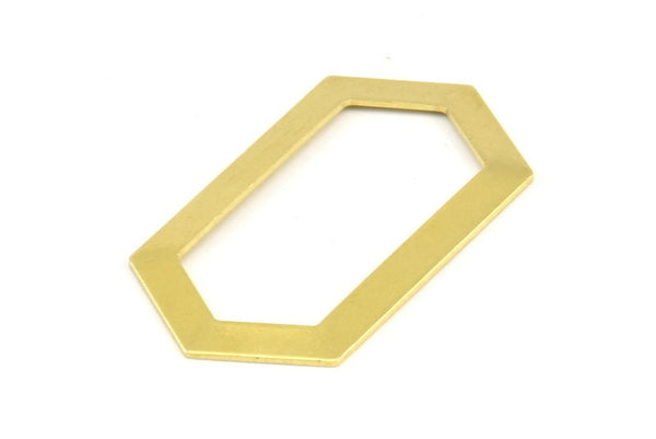 Brass Hexagon Blank, 12 Raw Brass Hexagon Charms, Pendants (45x24x0.80mm) D0355