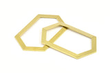 Brass Hexagon Blank, 6 Raw Brass Hexagon Charms, Pendants (54x32x0.80mm) D0335