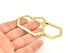 Brass Hexagon Blank, 6 Raw Brass Hexagon Charms, Pendants (54x32x0.80mm) D0335