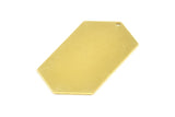 Brass Hexagon Blank, 6 Raw Brass Hexagon Stamping Blank Tag Charms With 1 Hole (45x24x0.80mm) Y274