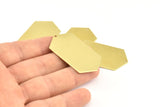 Brass Hexagon Blank, 6 Raw Brass Hexagon Stamping Blank Tag Charms With 1 Hole (45x24x0.80mm) Y274