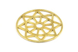 Brass Mandala Charm, 2 Raw Brass Textured Mandala Charms, Pendants, Findings (37mm) V096
