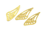 Brass Wing Charm, 4 Raw Brass Wing Charms With 2 Loops, Earrings, Pendants Jewelry Findings (52x22x1mm) V097