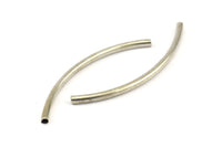 Silver Curved Tubes, 30 Nickel Free Silver Plated Curved Tubes (55x3mm) Brc270