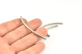 Silver Curved Tubes, 30 Nickel Free Silver Plated Curved Tubes (55x3mm) Brc270