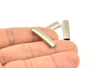 24 Oval Nickel Free Brass Silver Tubes  (24x6.2x3.4mm) Sq29  BRC268