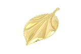 Brass Leaf Charm, 2 Raw Brass Leaf Earring Charms With 1 Loop Pendants, Findings (60x30mm) V101