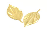 Brass Leaf Charm, 2 Raw Brass Leaf Earring Charms With 1 Loop Pendants, Findings (60x30mm) V101