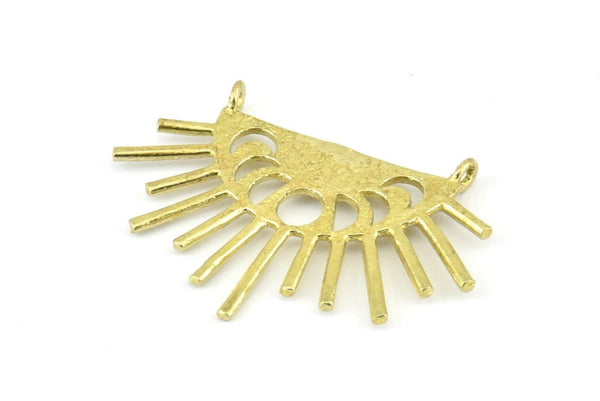 Moon Phases Pendant, 4 Raw Brass Half Moon Pendants With 2 Loops (38x26x1mm) E654