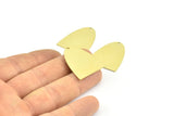 Half Ellipse Charm, 6 Raw Brass Half Ellipse Shape Charms With 1 Hole, Pendants, Earrings, Findings (28x24x0.70mm) B0213
