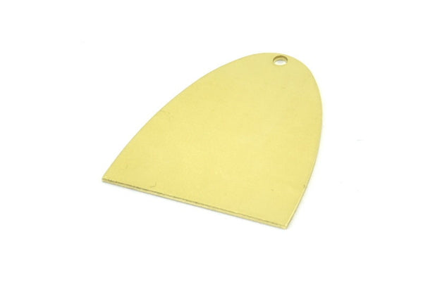 Half Ellipse Charm, 6 Raw Brass Half Ellipse Shape Charms With 1 Hole, Pendants, Earrings, Findings (28x24x0.70mm) B0213