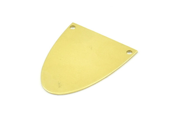 Half Ellipse Charm, 6 Raw Brass Half Ellipse Shape Charms With 2 Holes, Pendants, Earrings, Findings (28x24x0.70mm) B0216