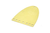 Half Ellipse Charm, 6 Raw Brass Half Ellipse Shape Charms With 8 Holes, Pendants, Earrings, Findings (28x24x0.70mm) B0218