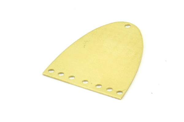 Half Ellipse Charm, 6 Raw Brass Half Ellipse Shape Charms With 8 Holes, Pendants, Earrings, Findings (28x24x0.70mm) B0218