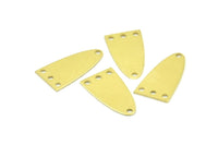 Half Ellipse Charm, 15 Raw Brass Half Ellipse Shape Charms With 4 Holes, Pendants, Earrings, Findings (23x12x0.80mm) B0221
