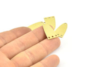 Half Ellipse Charm, 15 Raw Brass Half Ellipse Shape Charms With 4 Holes, Pendants, Earrings, Findings (23x12x0.80mm) B0221