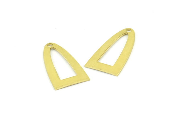 Half Ellipse Charm, 15 Raw Brass Half Ellipse Shape Charms With 1 Hole, Pendants, Earrings, Findings (23x12x0.70mm) B0231