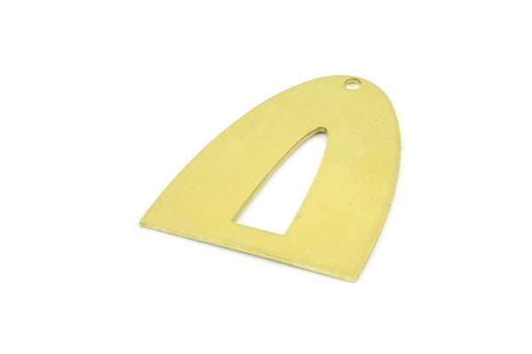 Half Ellipse Charm, 6 Raw Brass Half Ellipse Shape Charms With 1 Hole, Pendants, Earrings, Findings (28x24x0.70mm) B0233