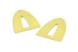 Half Ellipse Charm, 6 Raw Brass Half Ellipse Shape Charms With 1 Hole, Pendants, Earrings, Findings (28x24x0.70mm) B0233