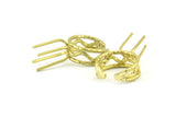 Claw Ring Settings - 2 Raw Brass 4 Claw Ring Blanks For Natural Stones E658