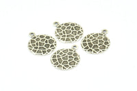 Silver Round Charm, 20 Antique Silver Plated Brass Round Charms, Pendant,findings (13mm) Brs 129 A0521