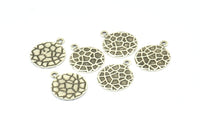 Silver Round Charm, 20 Antique Silver Plated Brass Round Charms, Pendant,findings (13mm) Brs 129 A0521