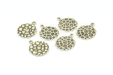 Silver Round Charm, 20 Antique Silver Plated Brass Round Charms, Pendant,findings (13mm) Brs 129 A0521