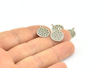 Silver Round Charm, 20 Antique Silver Plated Brass Round Charms, Pendant,findings (13mm) Brs 129 A0521